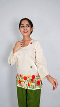 Embroidered Floral Kora Cotton Kurti