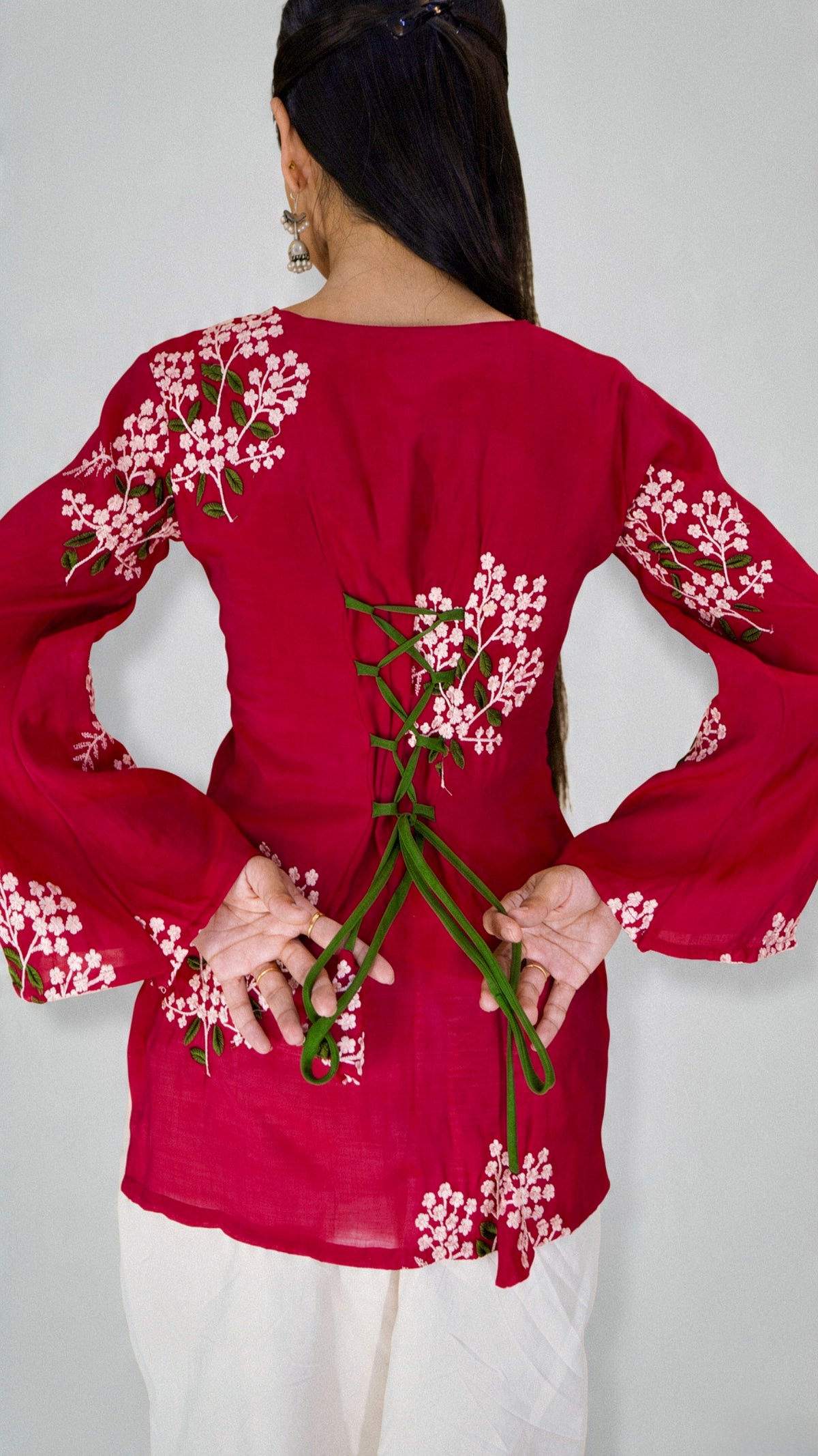 Elegant Chanderi Silk Thread-Work Kurti