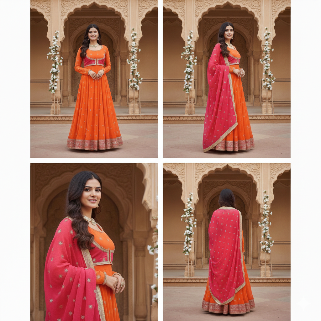 Faux Georgette Anarkali with Stylish Koti