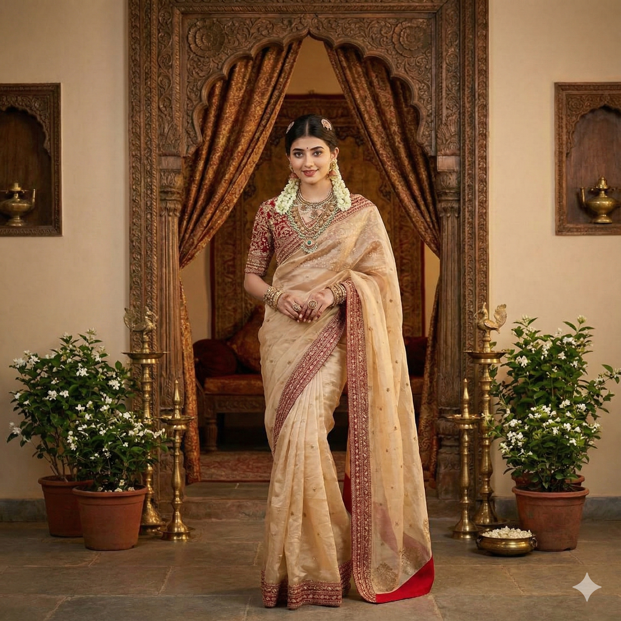 Exclusive Designer Launch: Champagne Gold Organza Saree