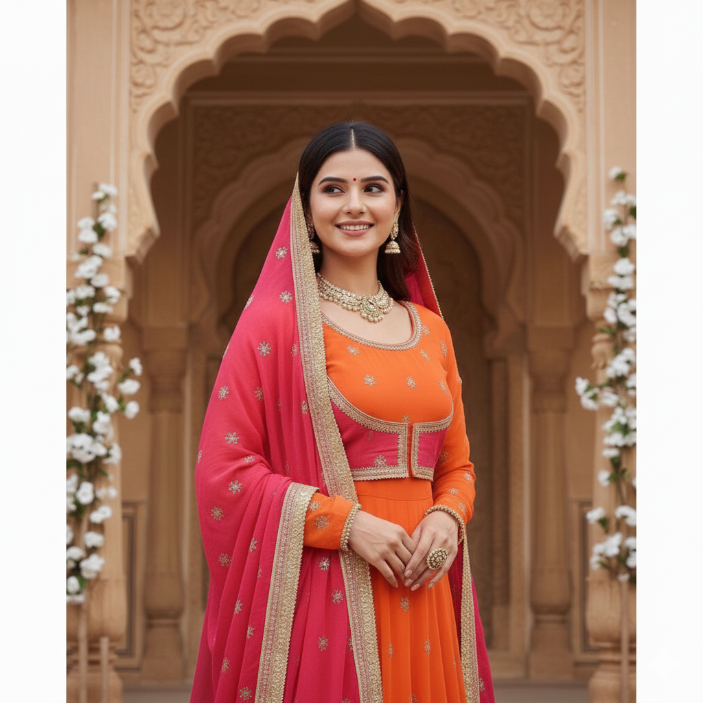 Faux Georgette Anarkali with Stylish Koti