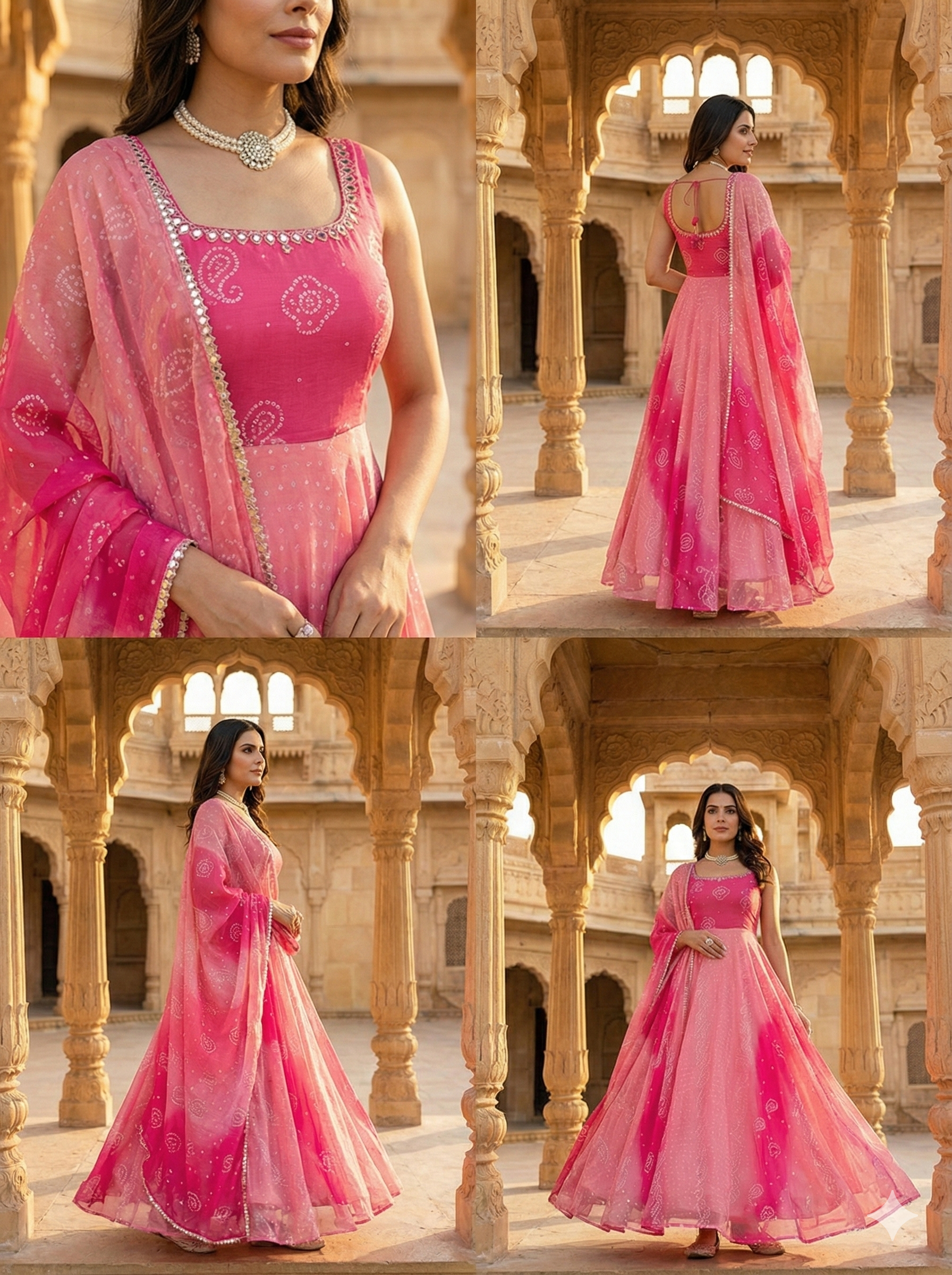 Women Floral Digital Printed Faux Georgette Anarkali Suit with Real Mirror Work