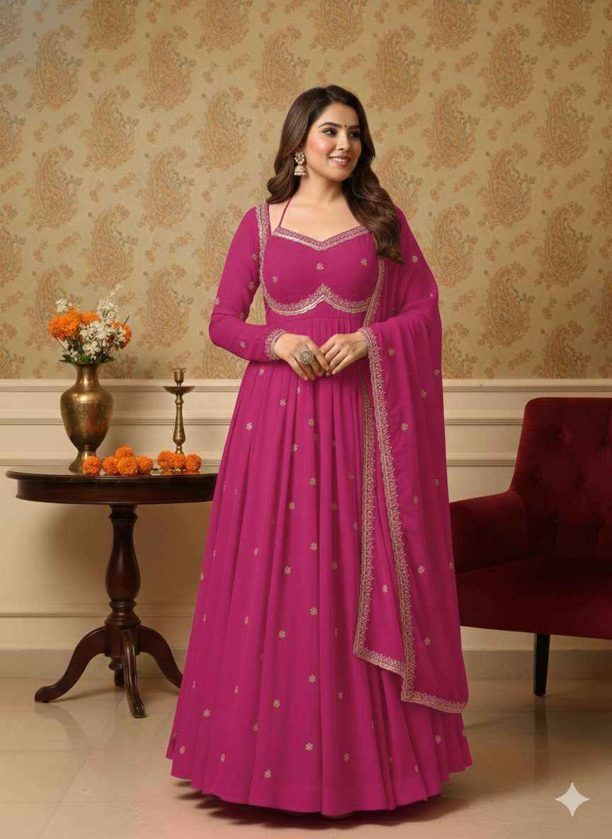 4-Meter Flair Special: Faux Georgette Anarkali Set