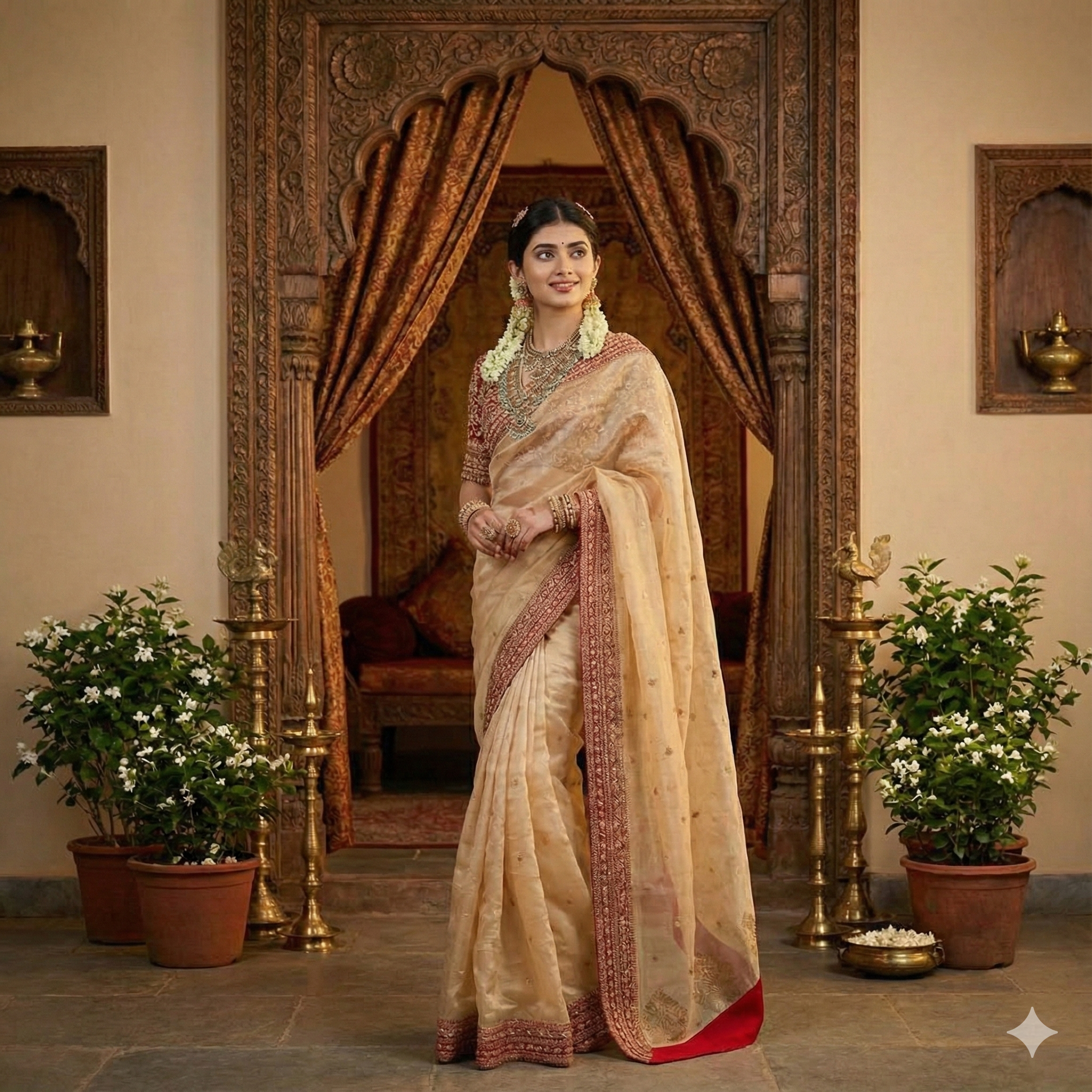 Exclusive Designer Launch: Champagne Gold Organza Saree