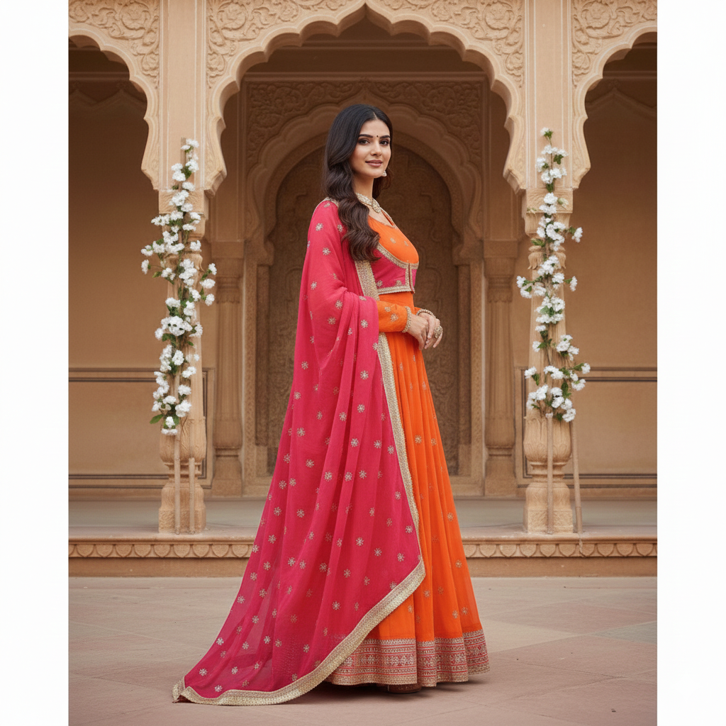 Faux Georgette Anarkali with Stylish Koti