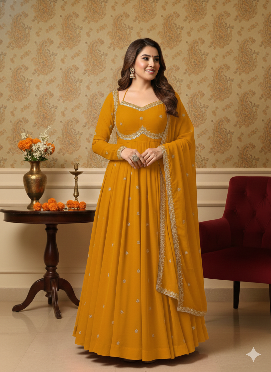 4-Meter Flair Special: Faux Georgette Anarkali Set