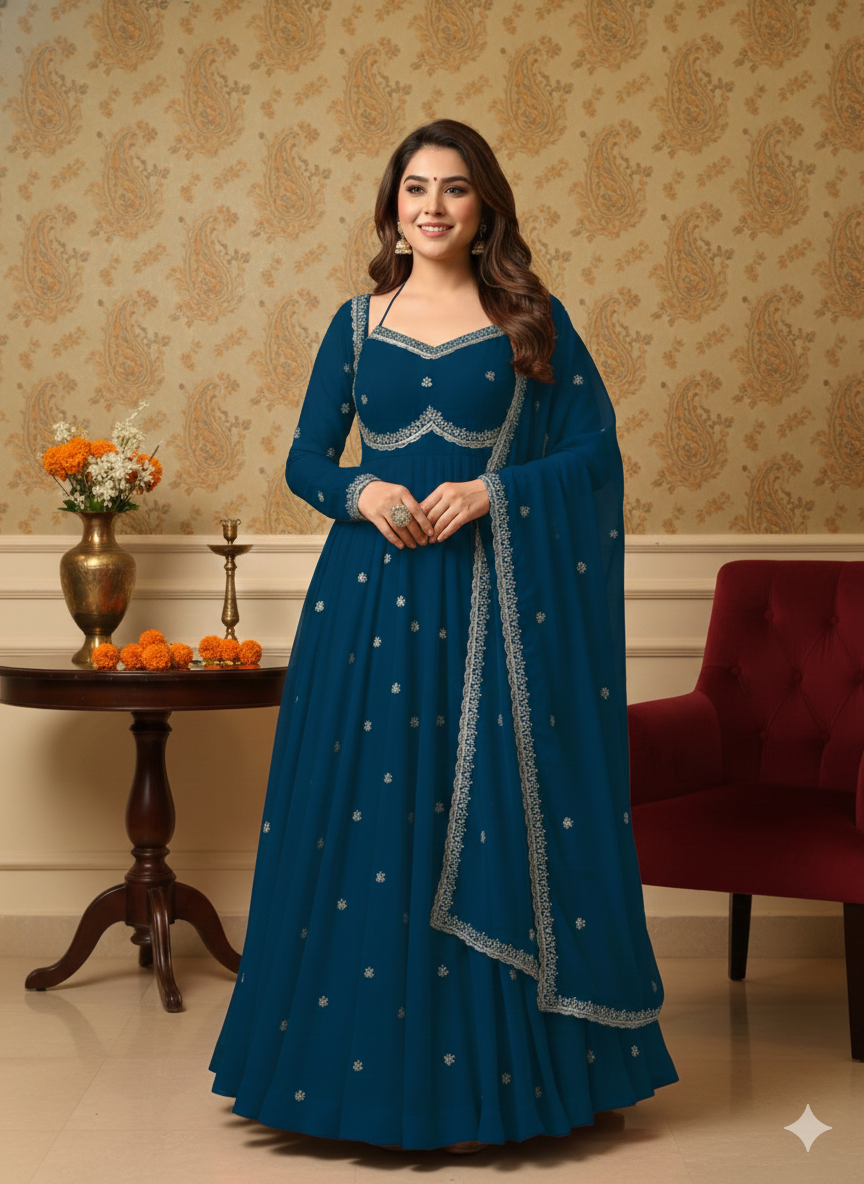 4-Meter Flair Special: Faux Georgette Anarkali Set