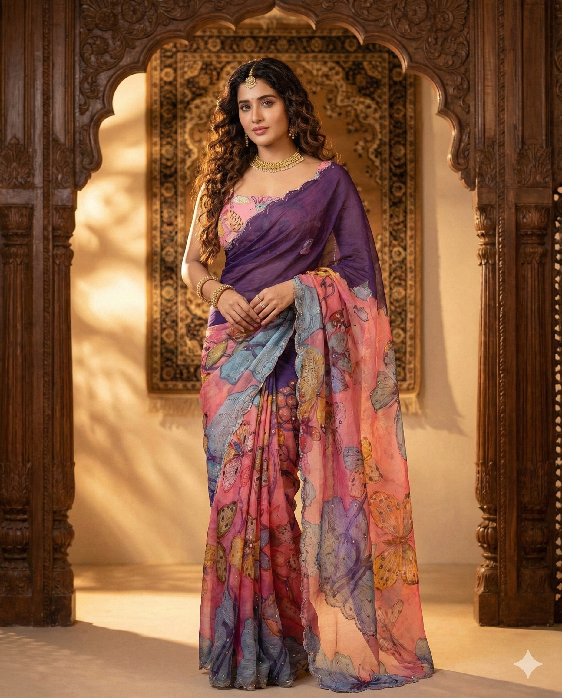thereal Butterfly Tabby Silk Saree