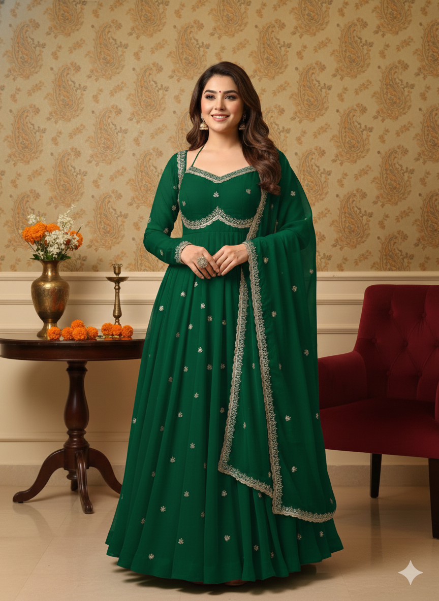 4-Meter Flair Special: Faux Georgette Anarkali Set