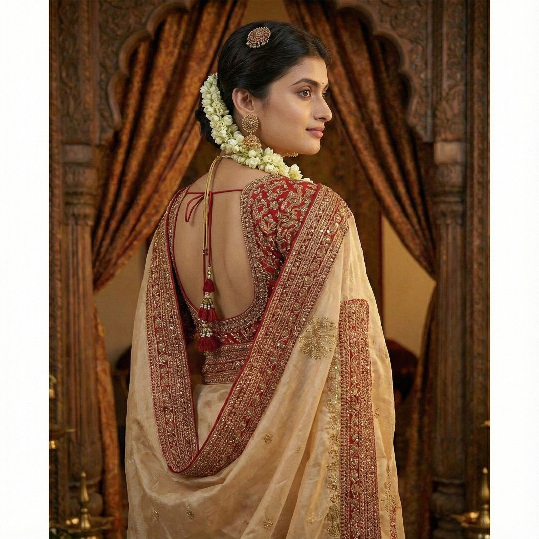 Exclusive Designer Launch: Champagne Gold Organza Saree
