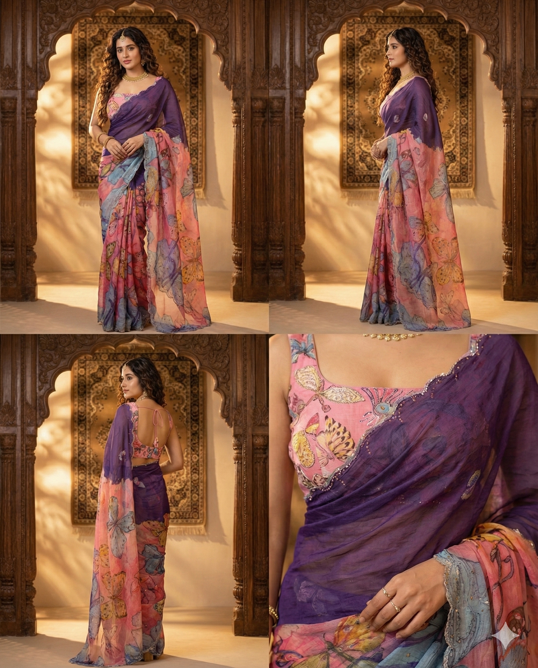 thereal Butterfly Tabby Silk Saree