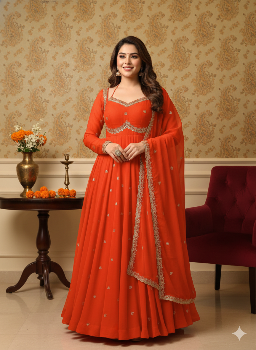 4-Meter Flair Special: Faux Georgette Anarkali Set