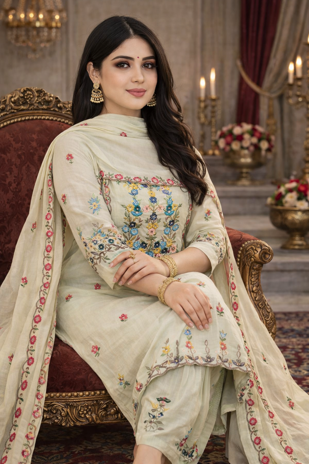 New Designer Party Wear Look – Top, Dhoti Salwar & Dupatta