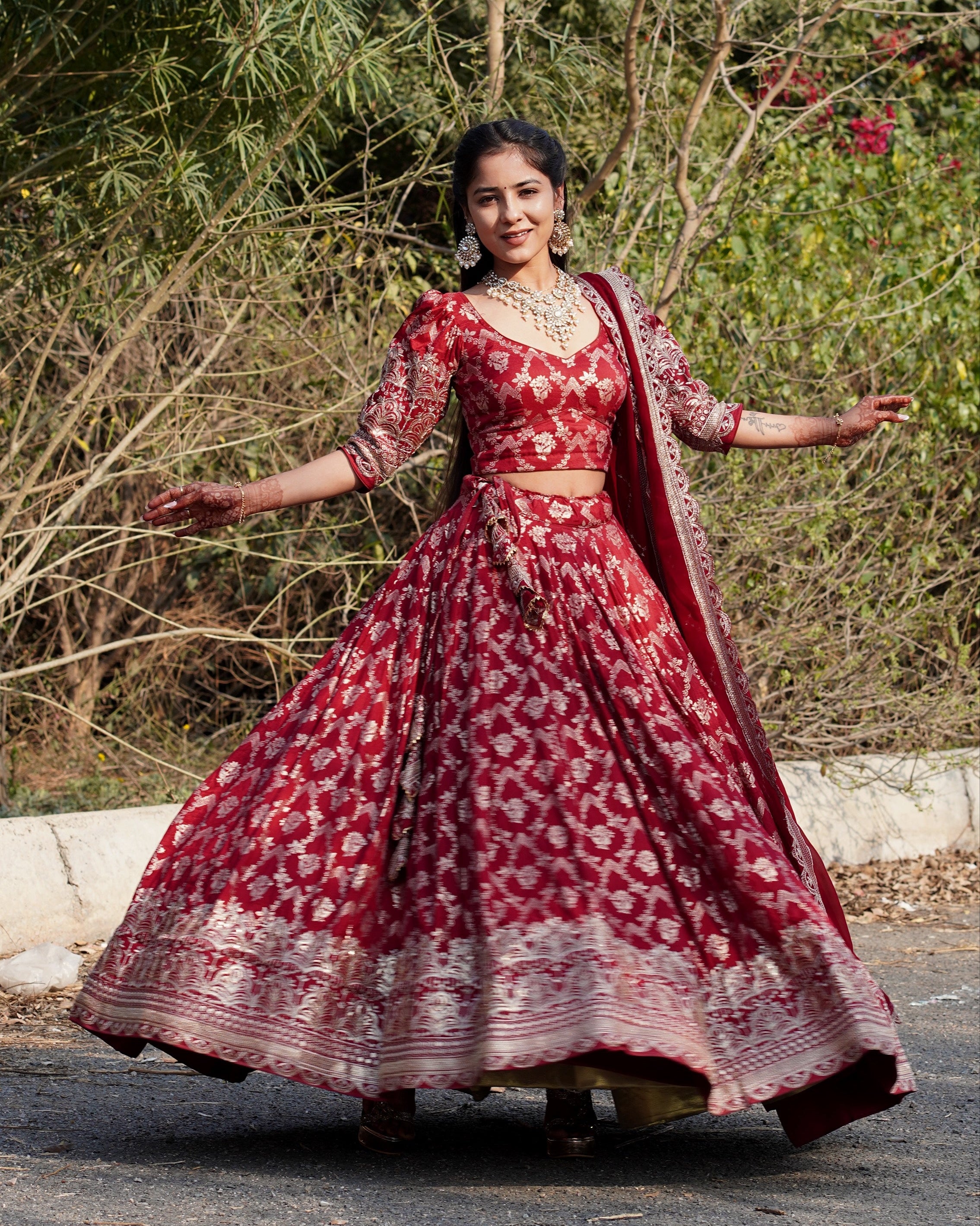 Premium Banarasi Lehenga  | Fully Stitched | 6 Meter Flair