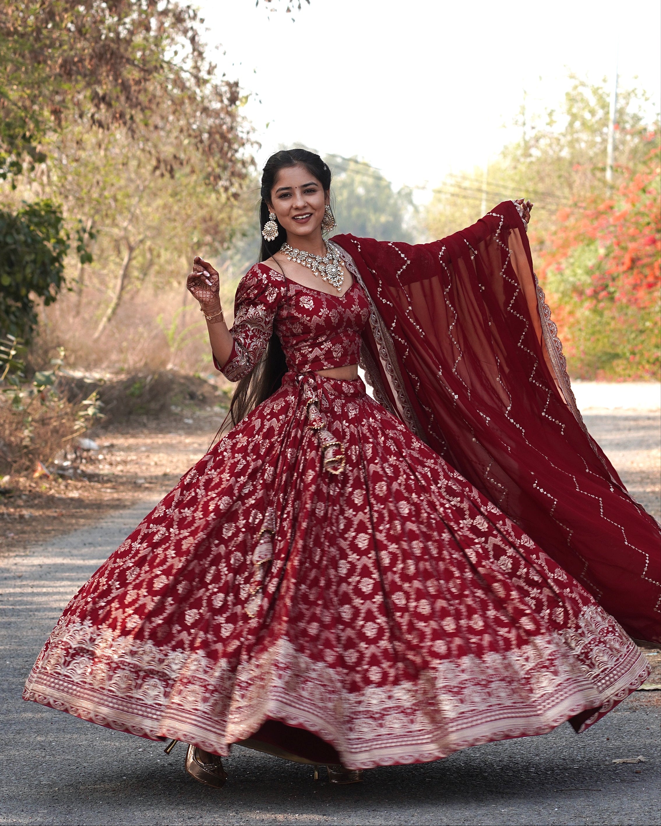 Premium Banarasi Lehenga  | Fully Stitched | 6 Meter Flair