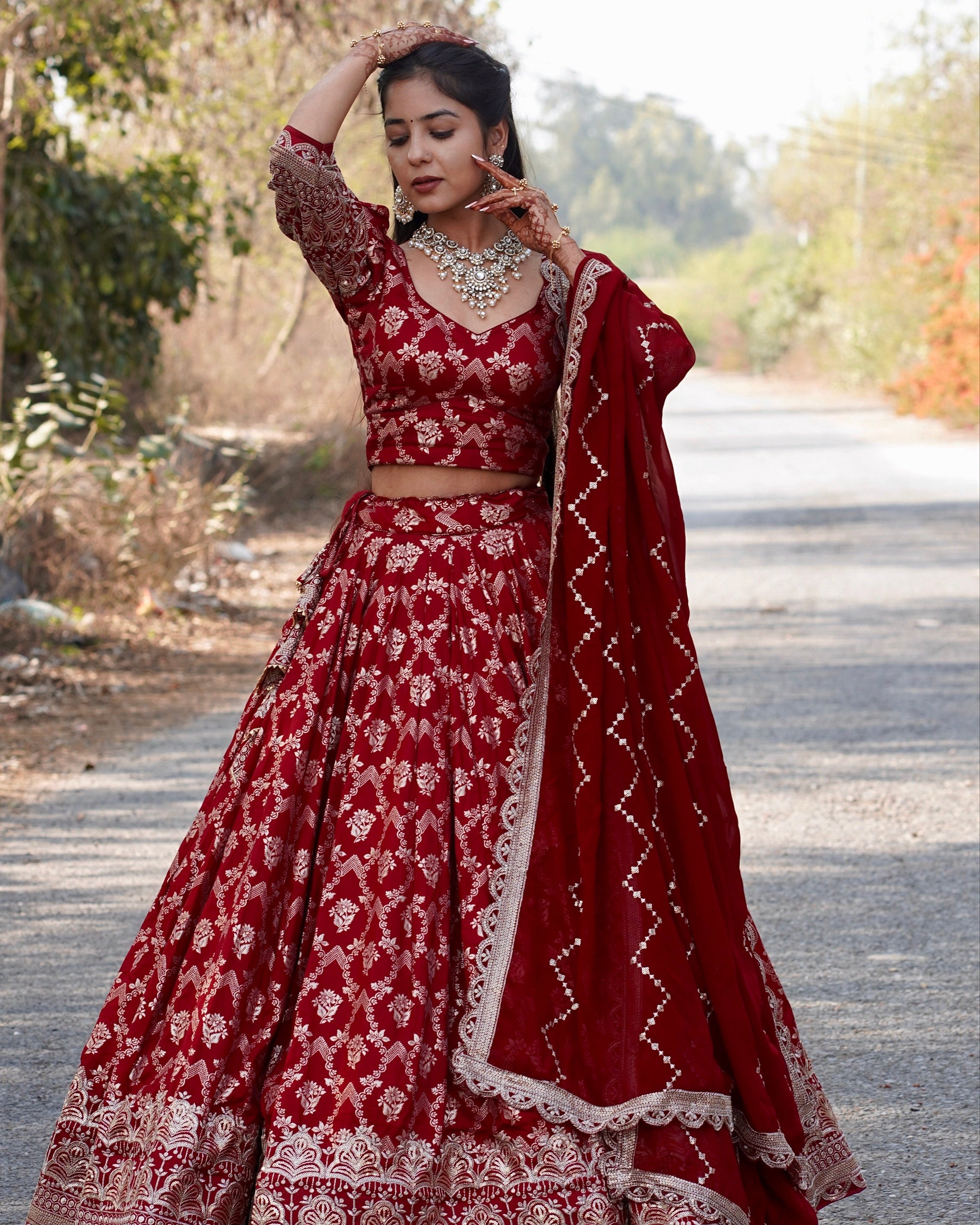 Premium Banarasi Lehenga  | Fully Stitched | 6 Meter Flair