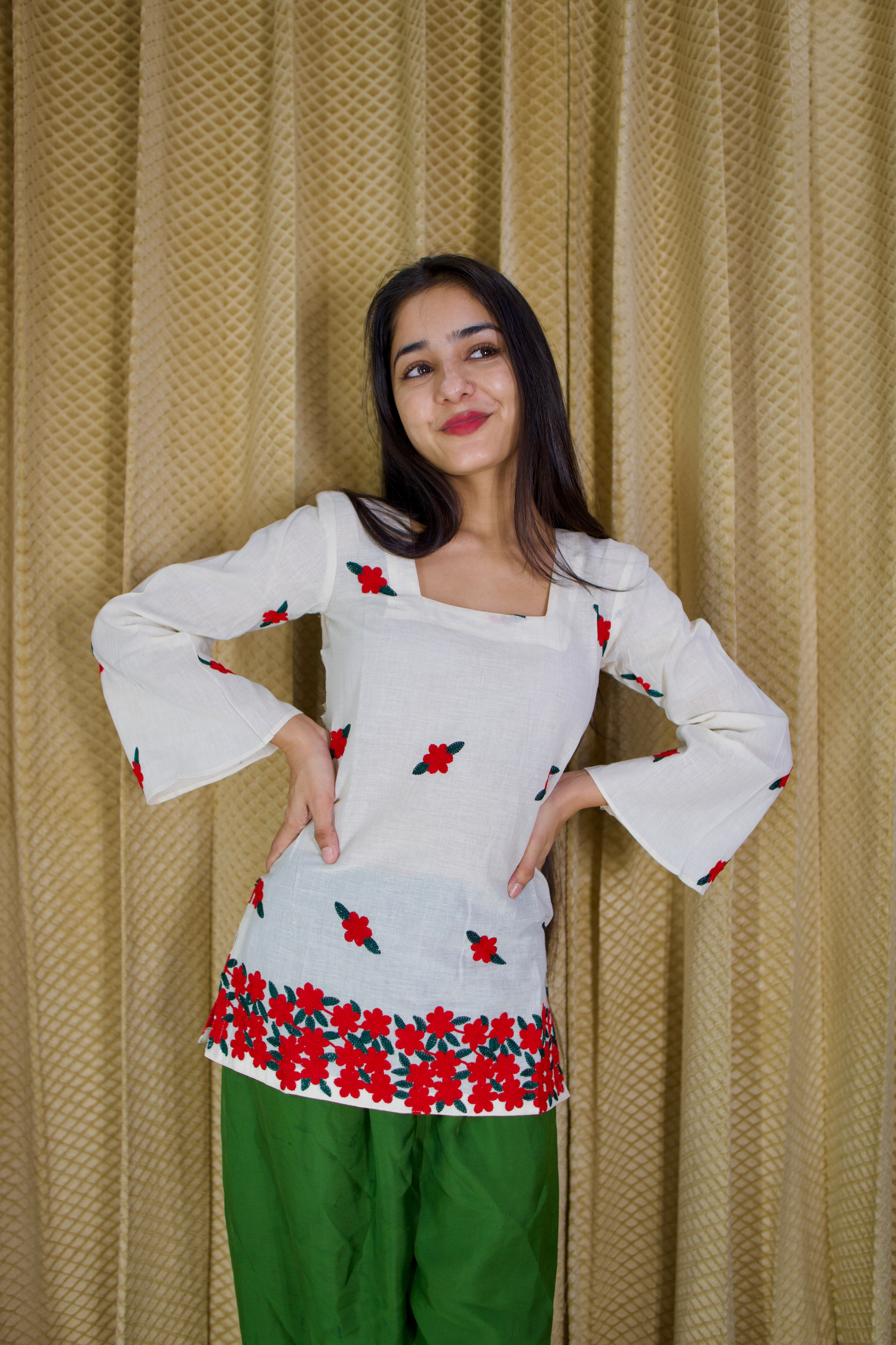 Premium Kora Cotton Embroidered Kurti