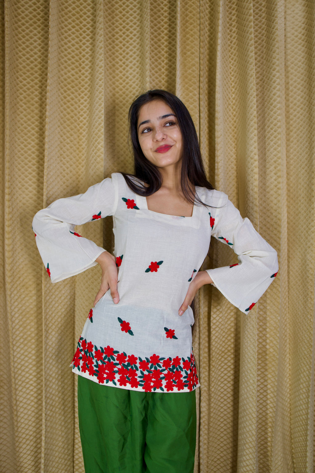 Premium Kora Cotton Embroidered Kurti