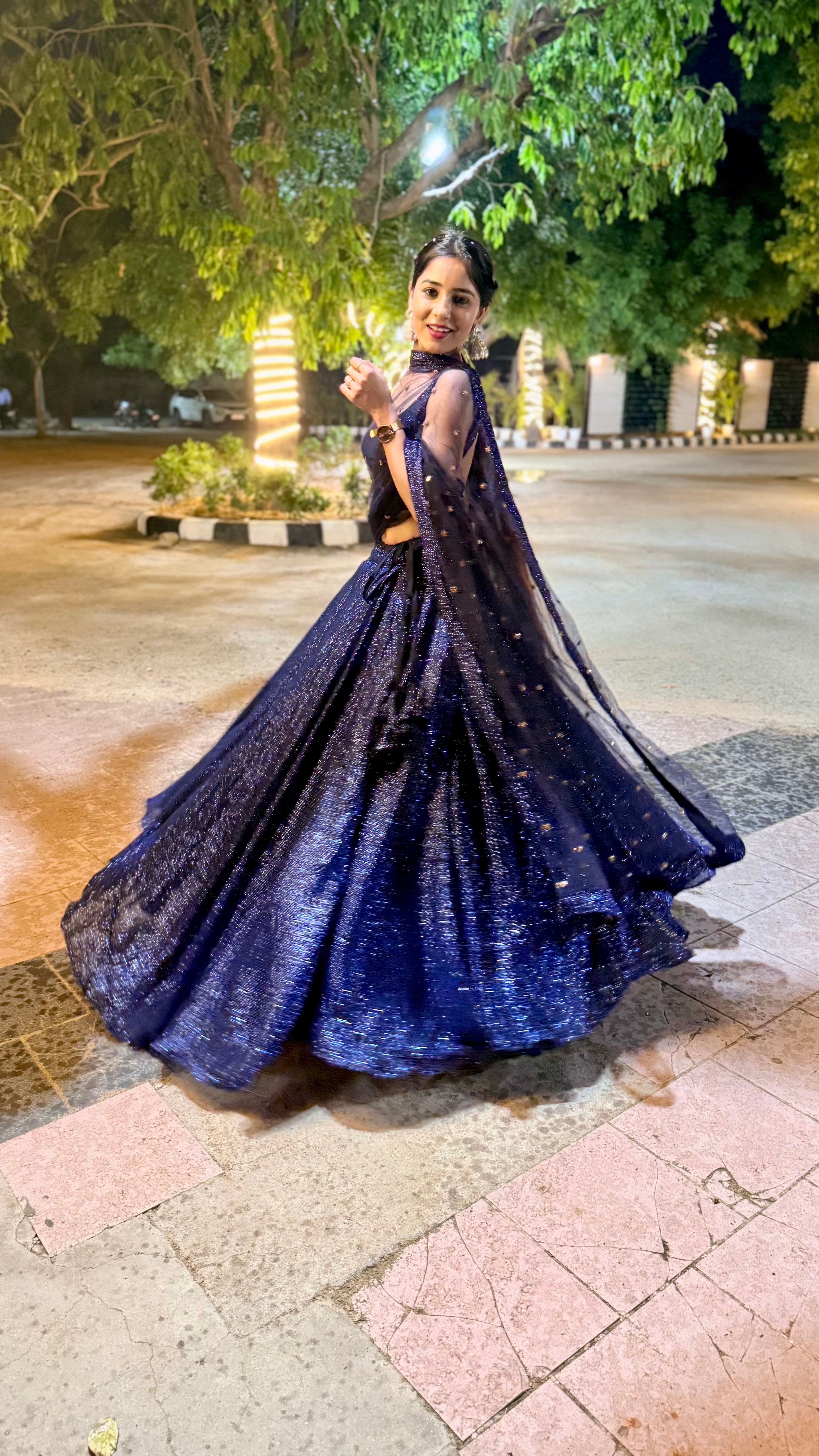 Royal Blue Sparkling Sequin Lehenga