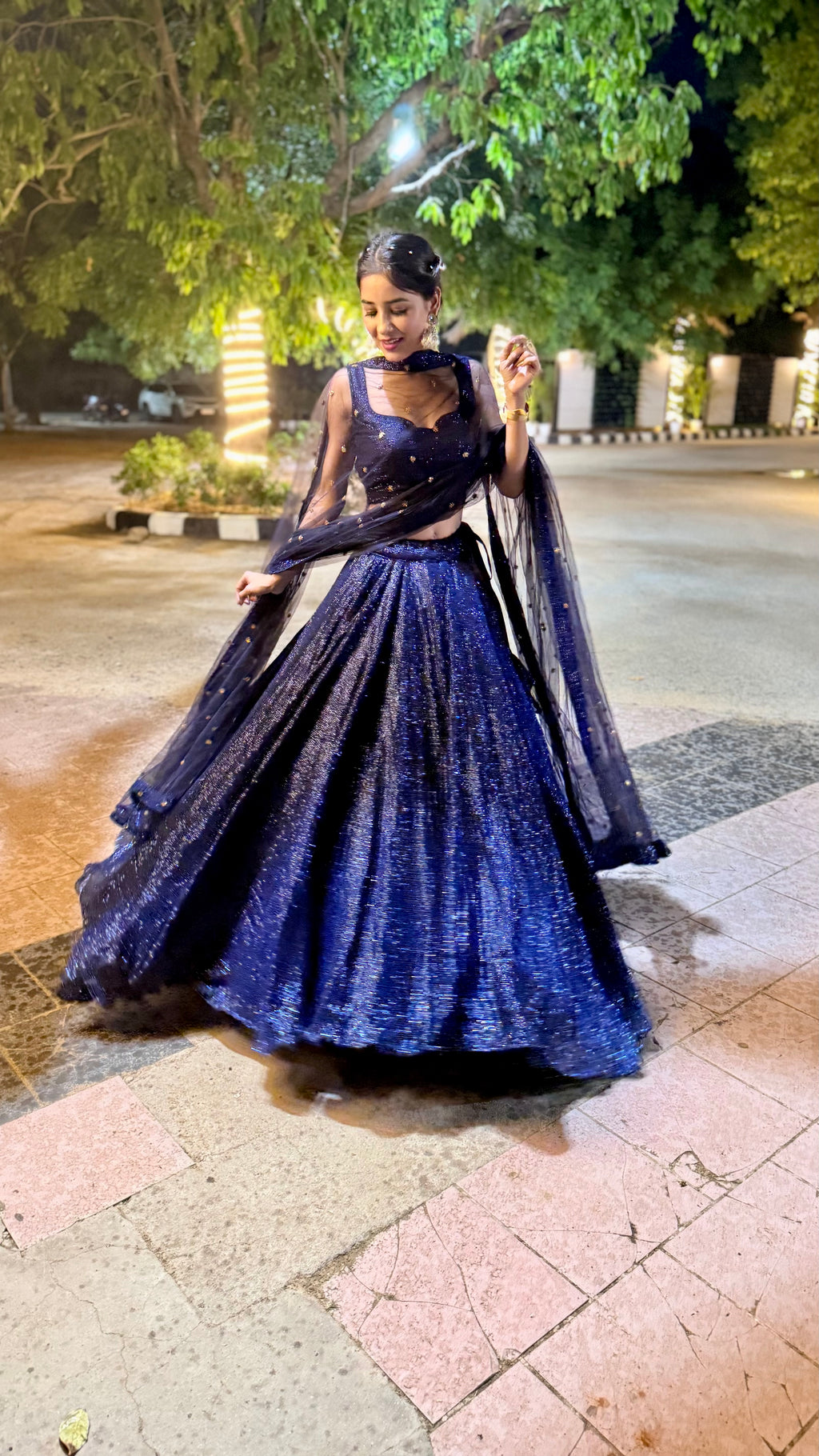 Royal Blue Sparkling Sequin Lehenga