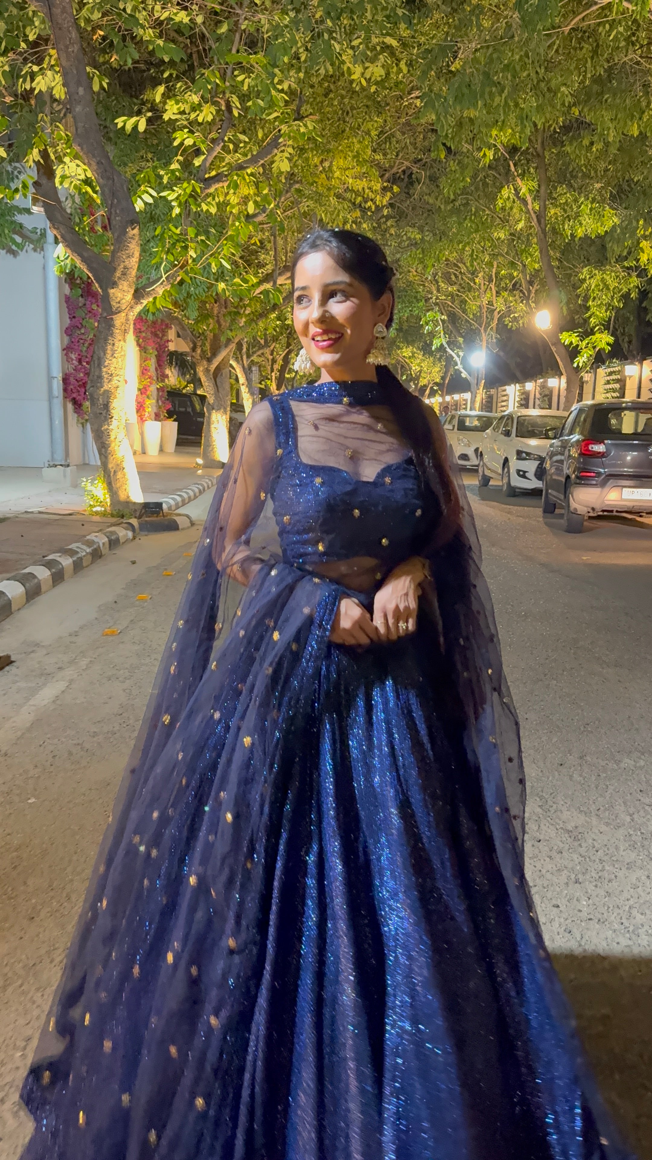 Royal Blue Sparkling Sequin Lehenga