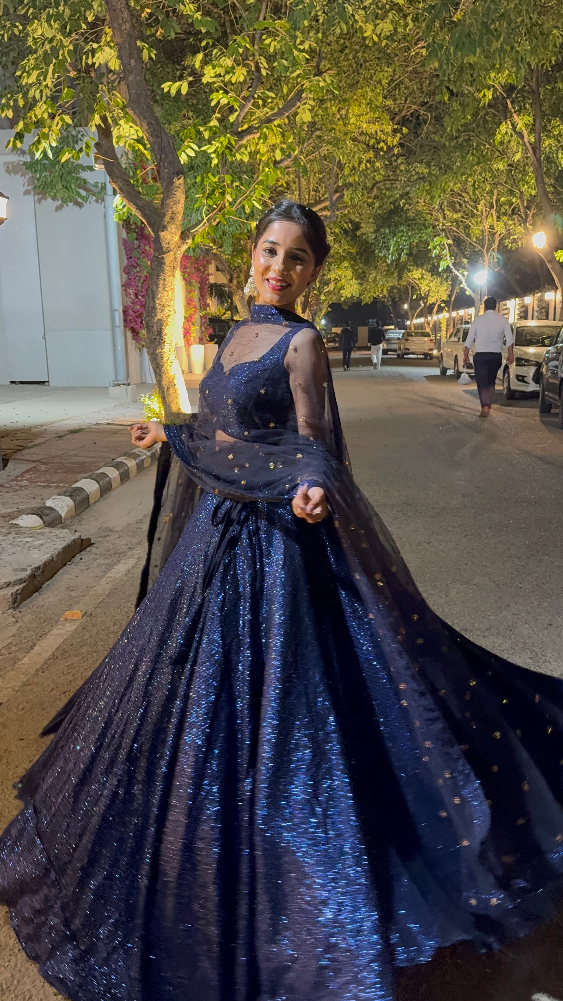 Royal Blue Sparkling Sequin Lehenga