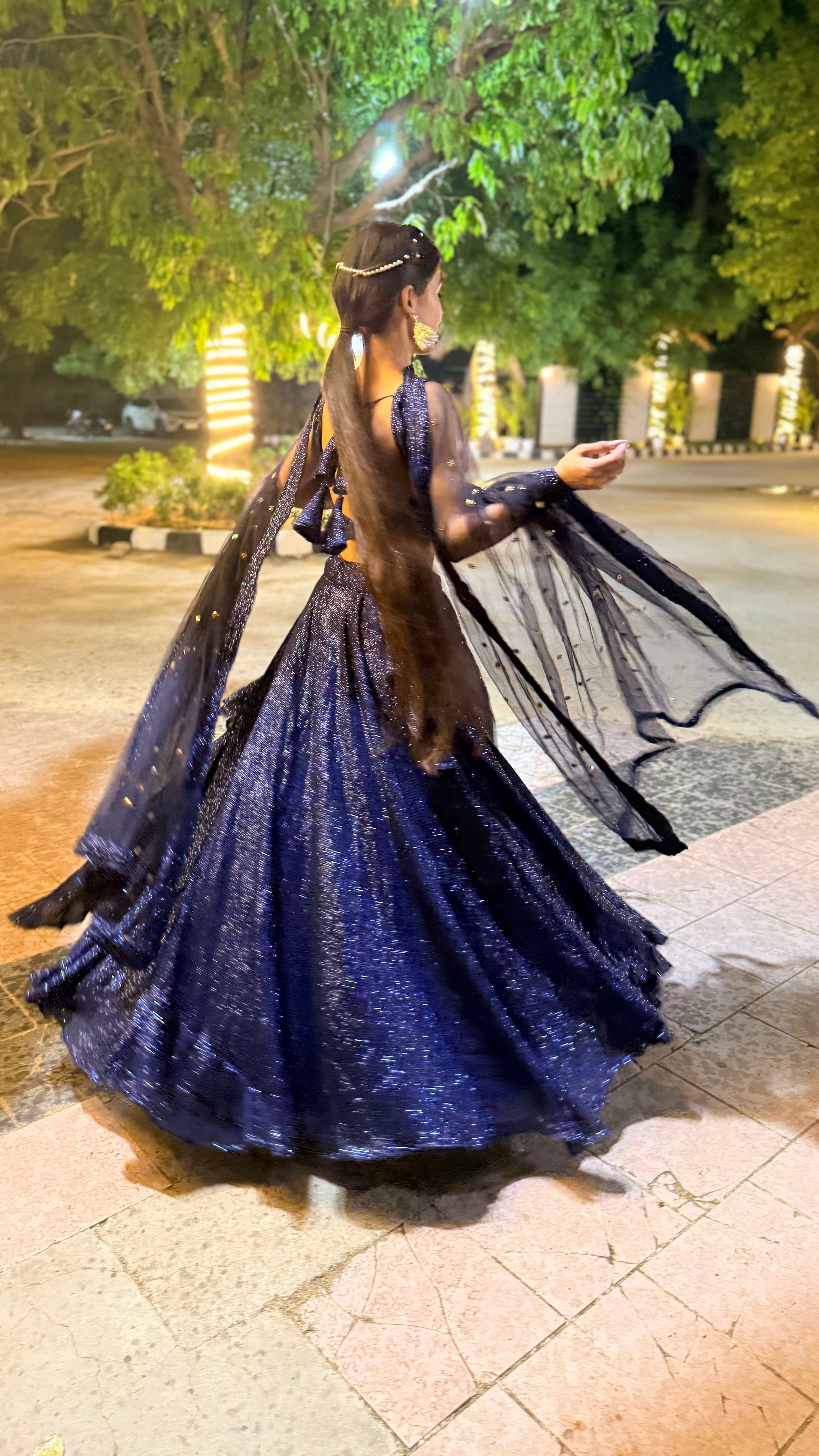 Royal Blue Sparkling Sequin Lehenga