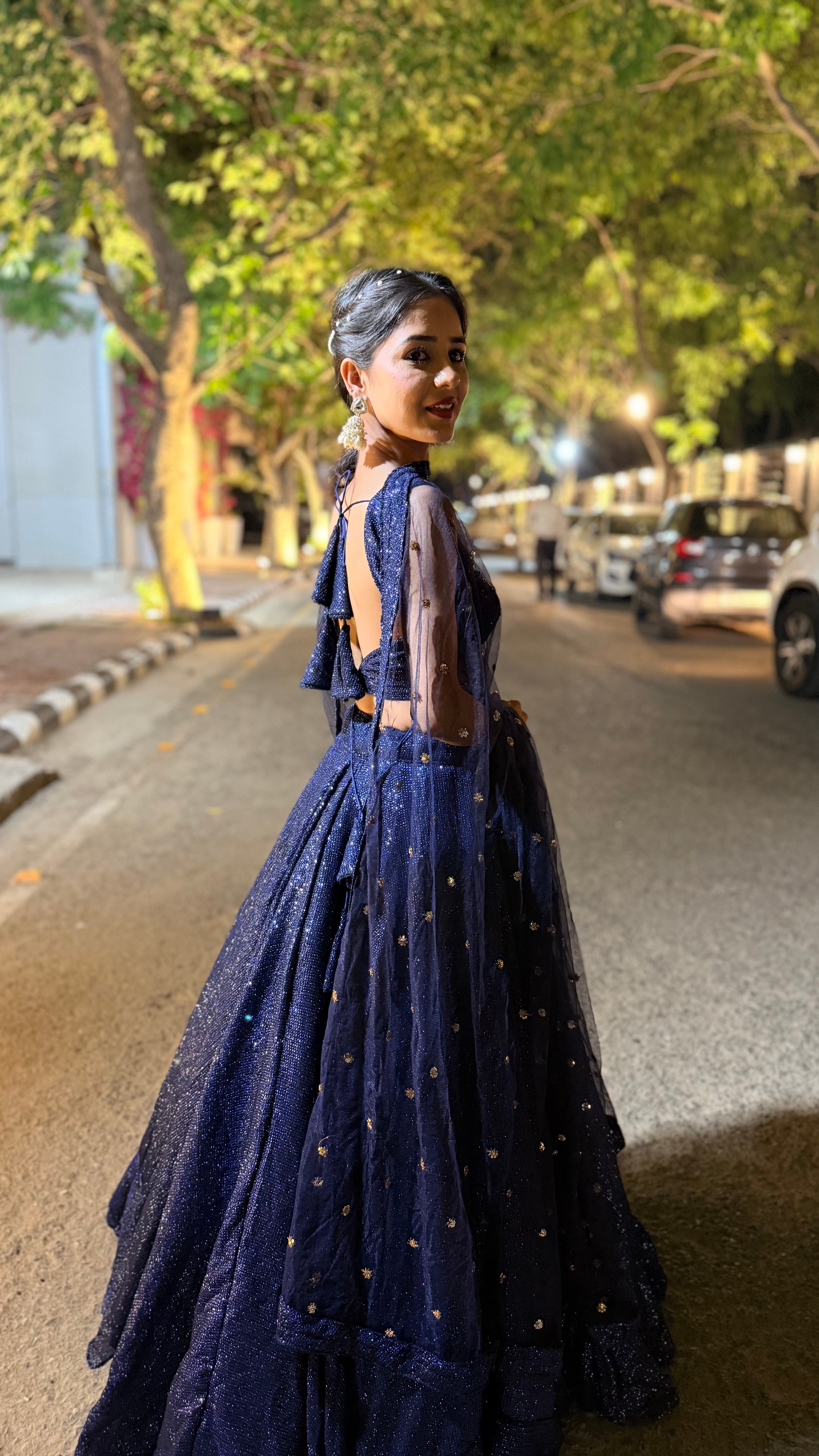Royal Blue Sparkling Sequin Lehenga