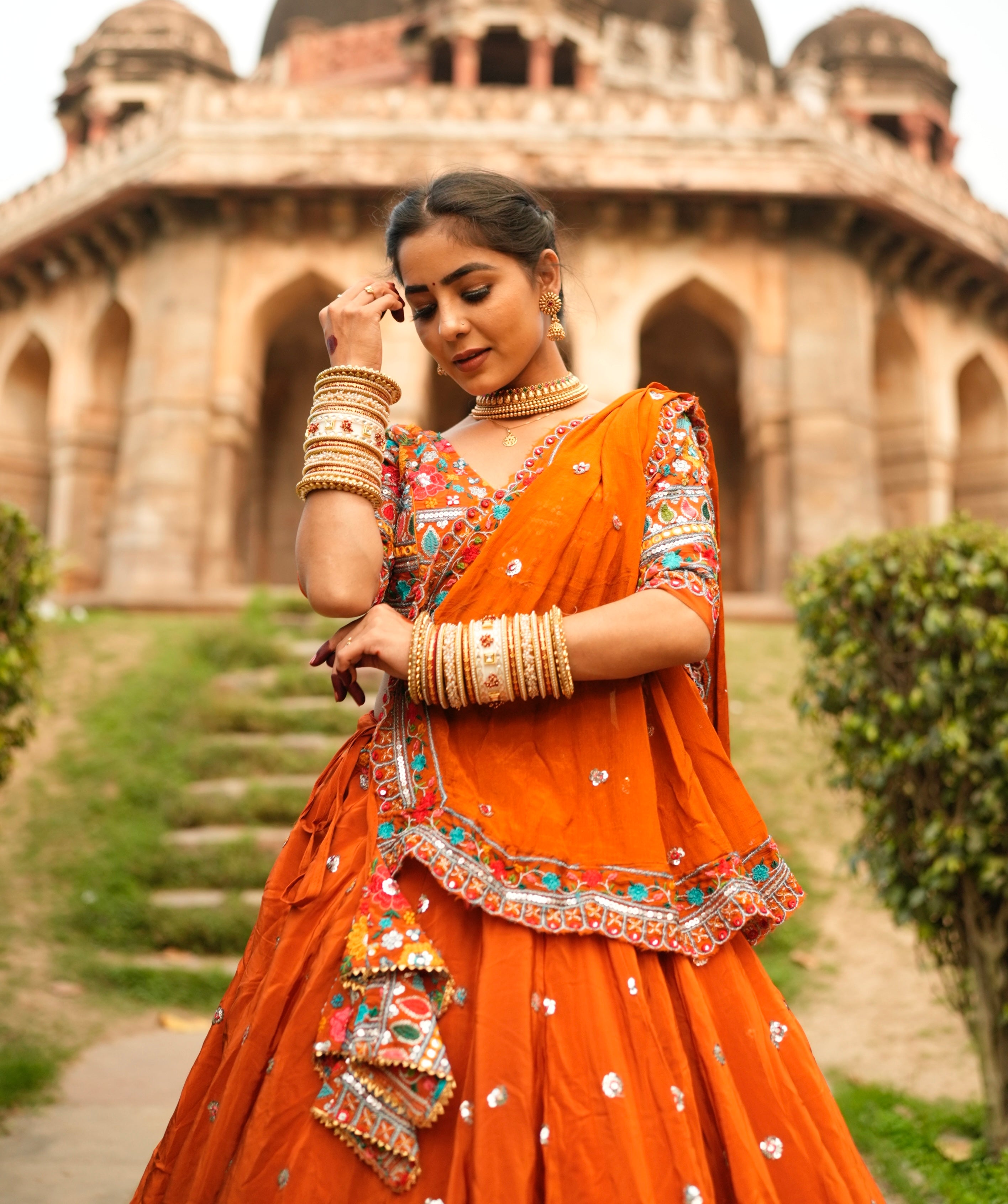 Premium Designer Lehenga Set – Fully Stitched | 5 Meter Flair | Full-Size Dupatta