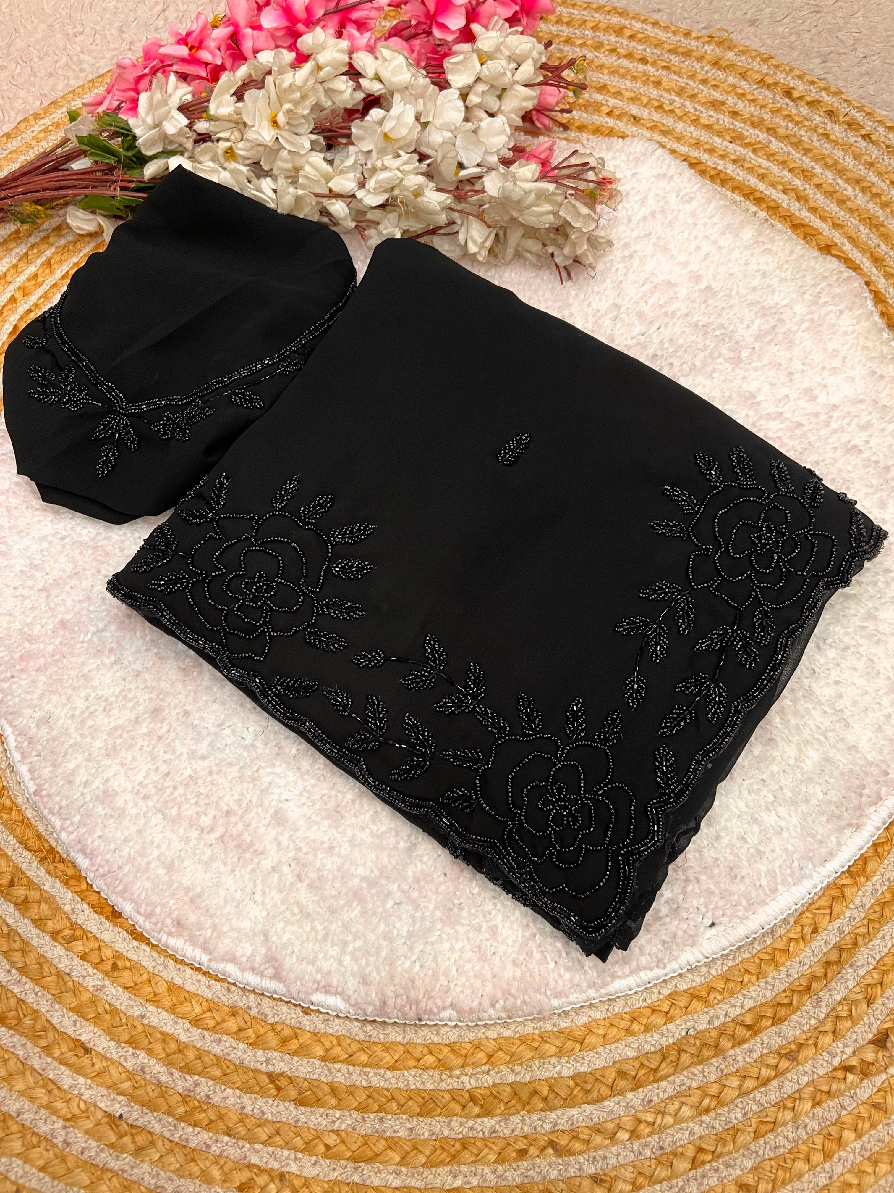 Fox Gorggte Saree With Beautiful Khatli Cut Dana Handwork