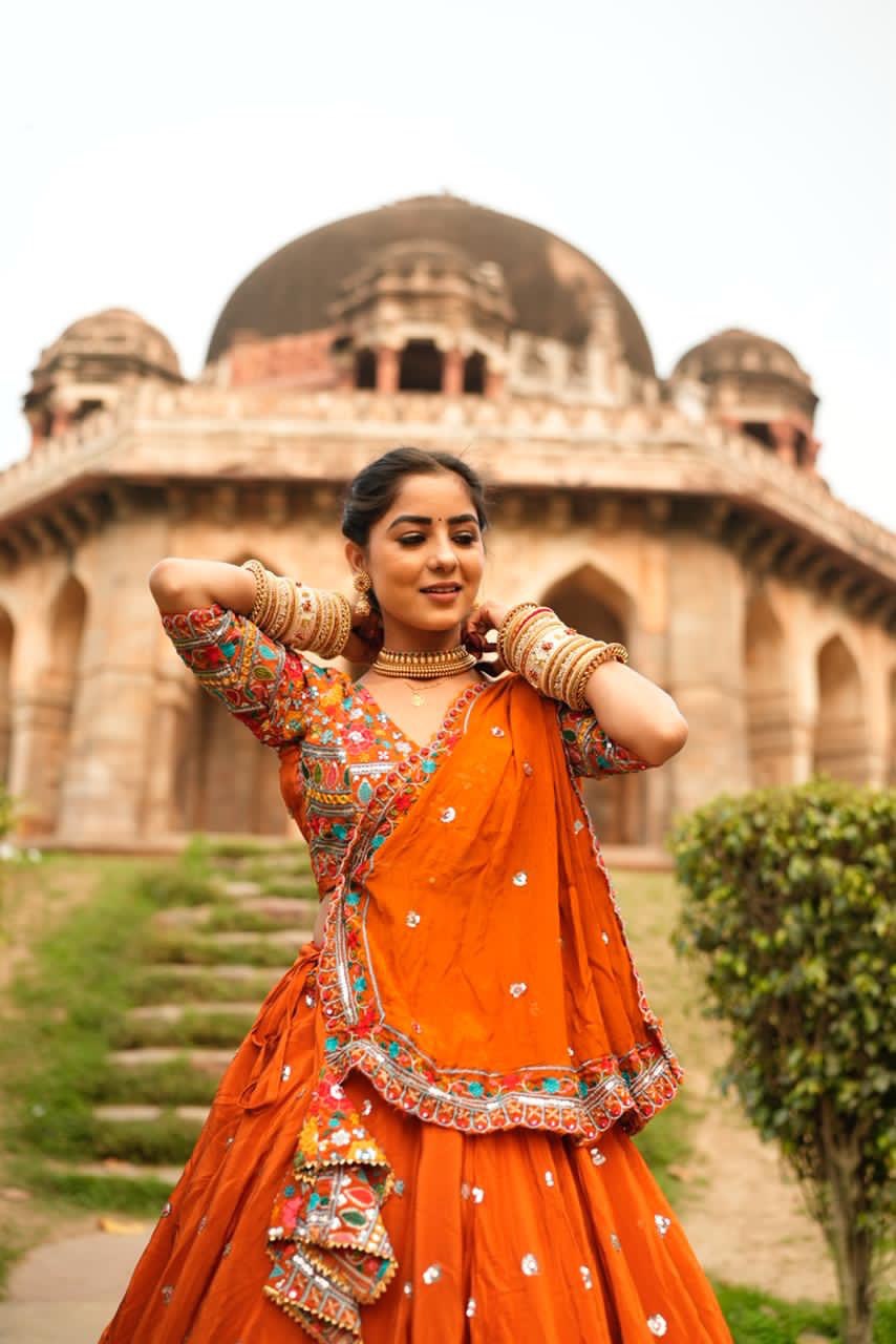 Premium Designer Lehenga Set – Fully Stitched | 5 Meter Flair | Full-Size Dupatta