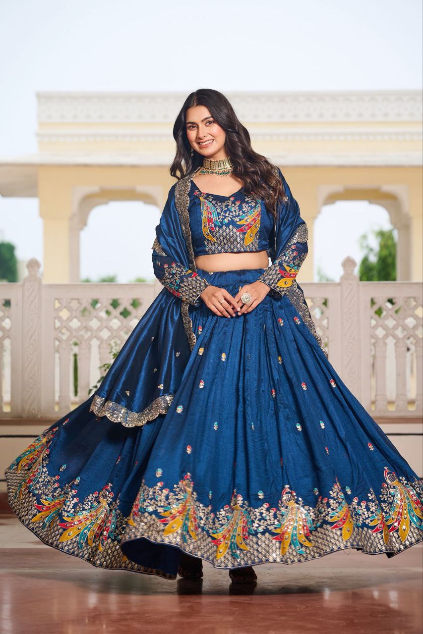 Pure Vichitra Silk Designer Lehenga