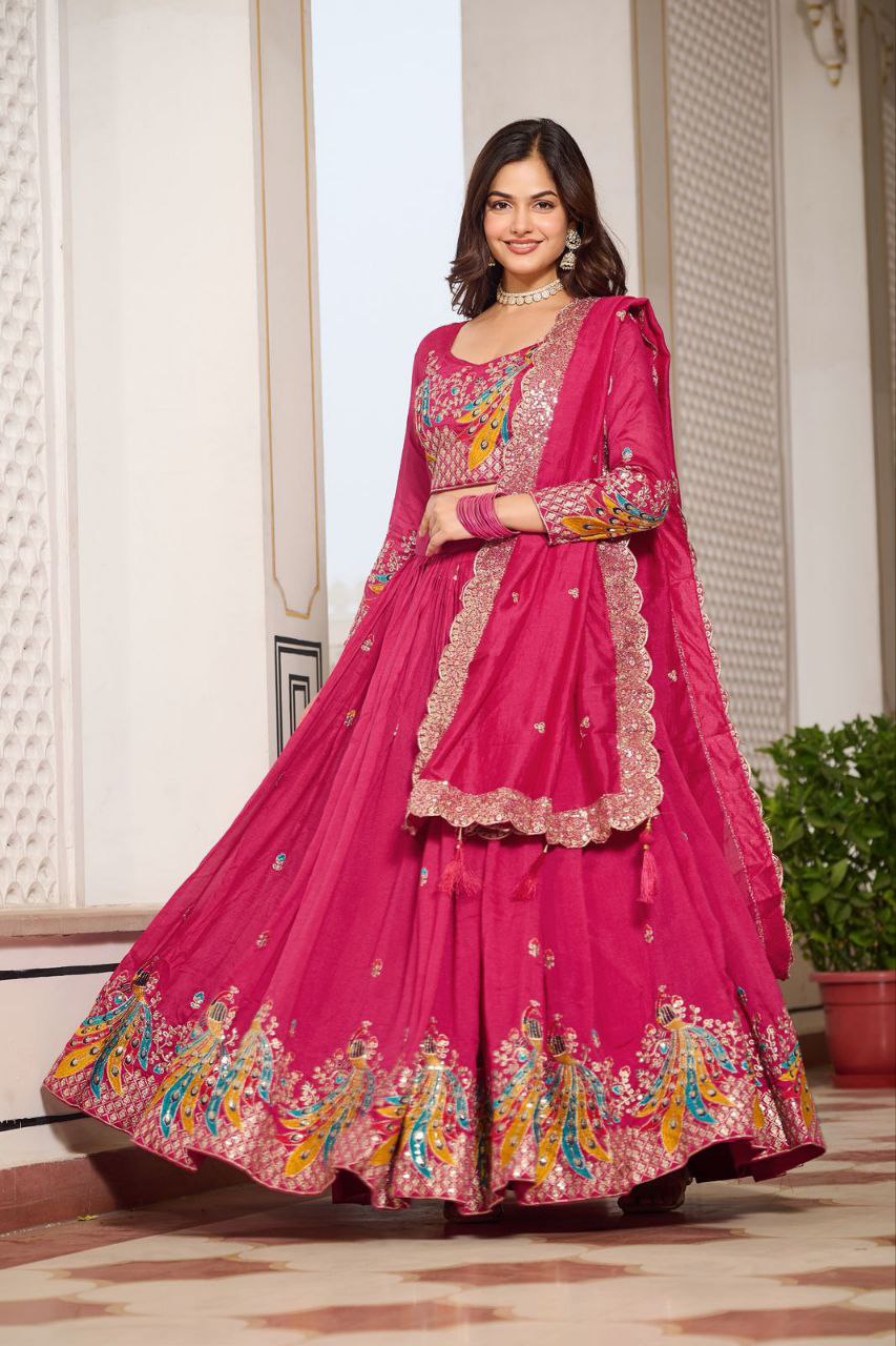 Pure Vichitra Silk Designer Lehenga
