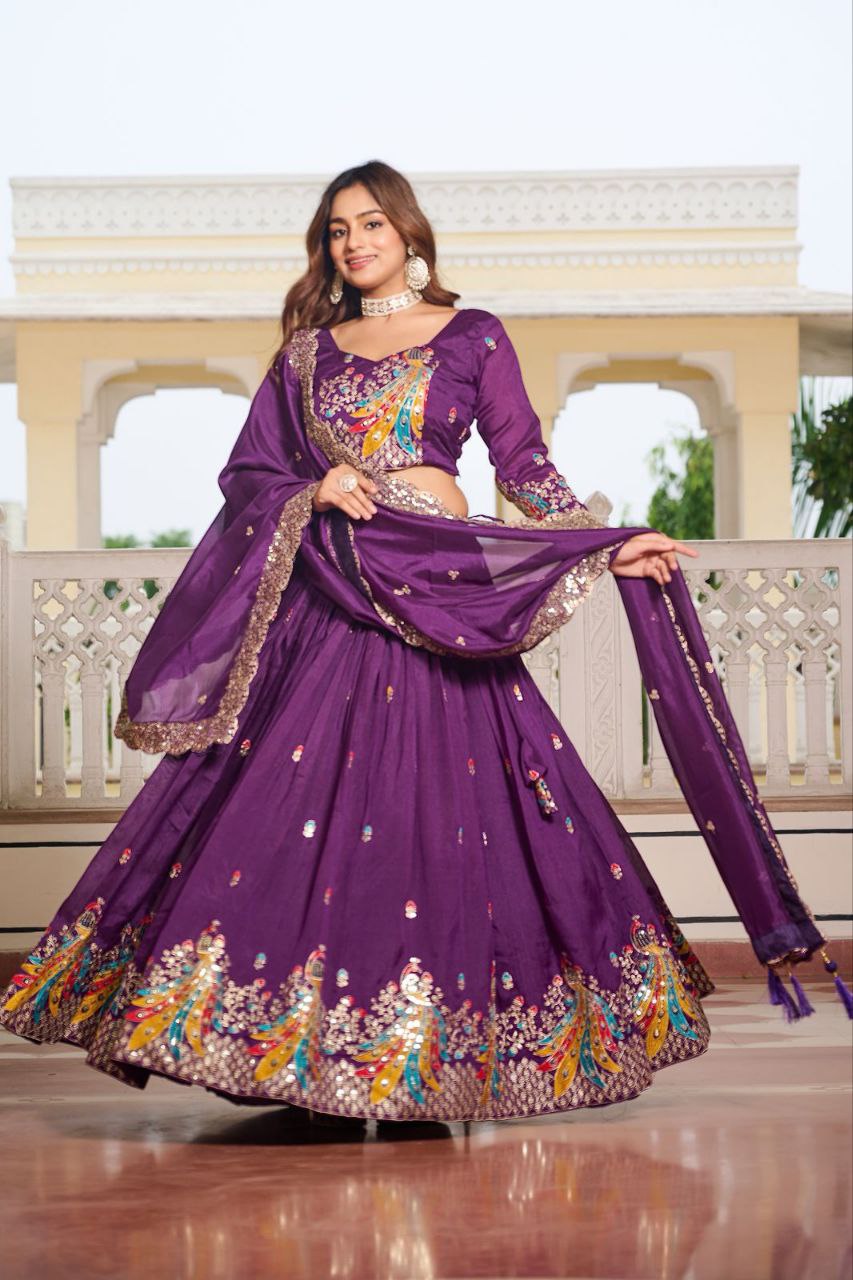 Pure Vichitra Silk Designer Lehenga