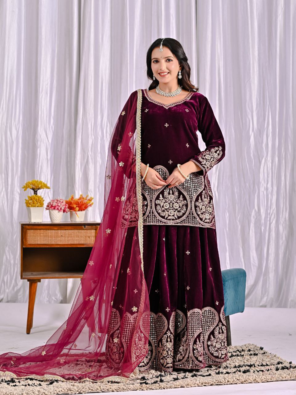 New Launch: Royal Velvet Party Wear Sharara Set