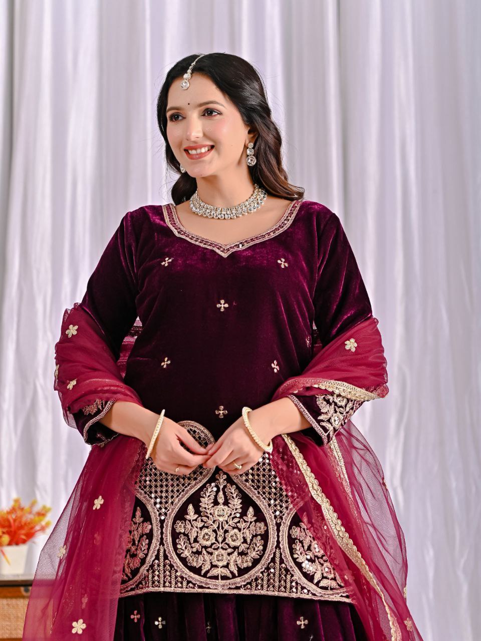 New Launch: Royal Velvet Party Wear Sharara Set