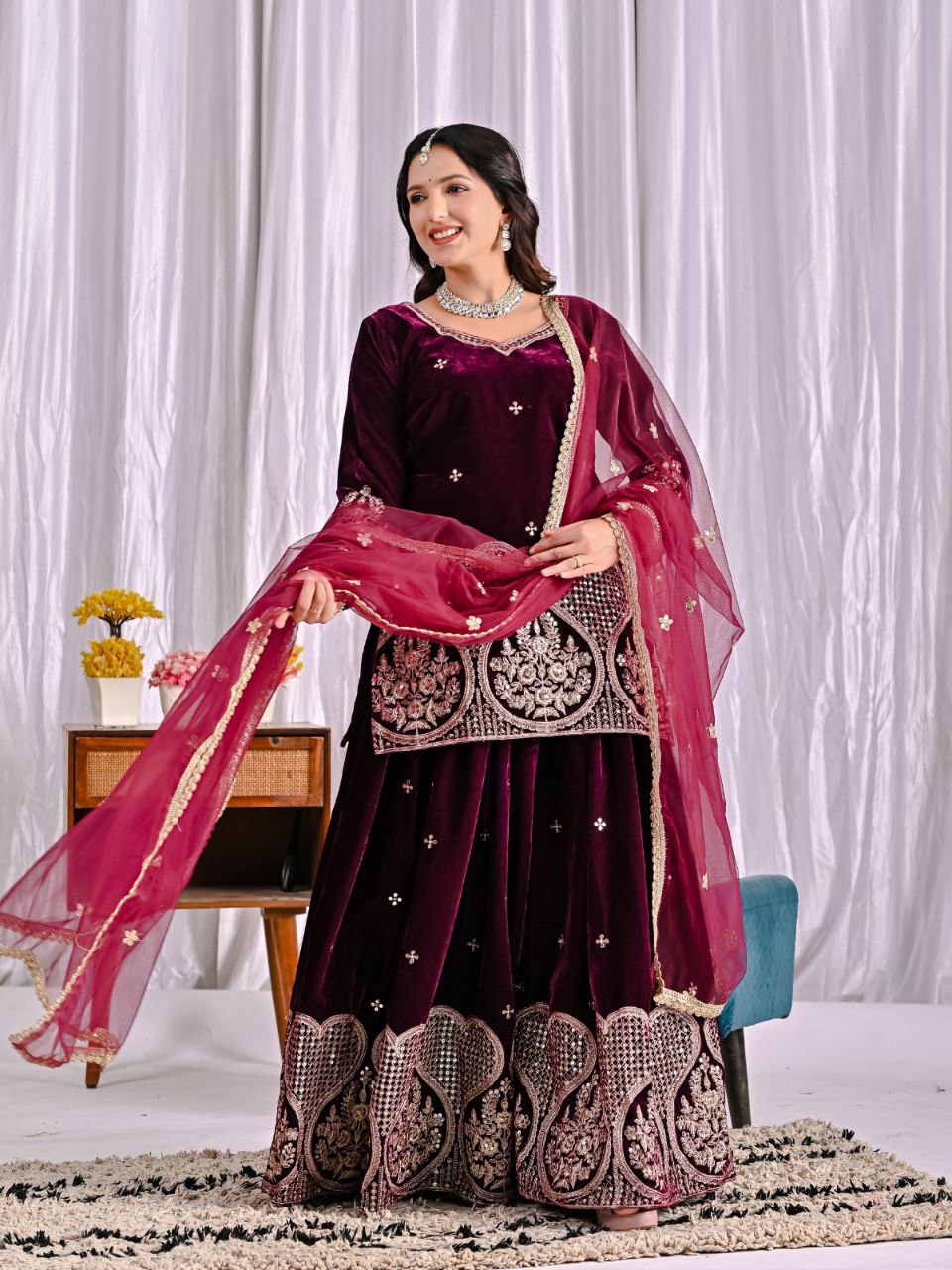 New Launch: Royal Velvet Party Wear Sharara Set