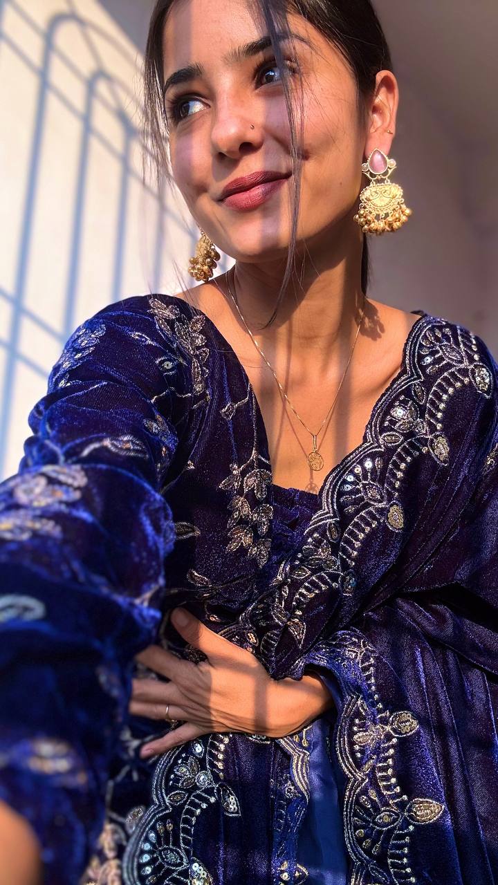 Winter Luxury: Pure Heavy Velvet Multi-Sequins Suit