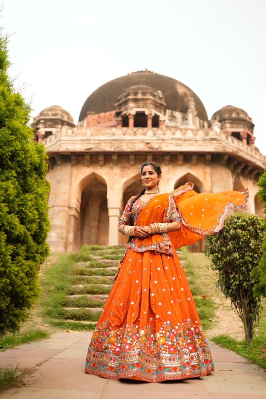 Premium Designer Lehenga Set – Fully Stitched | 5 Meter Flair | Full-Size Dupatta