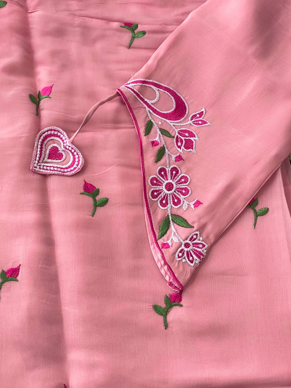 ✨ Pink Suit set with Heart Motif & Tassel Sleeves ✨