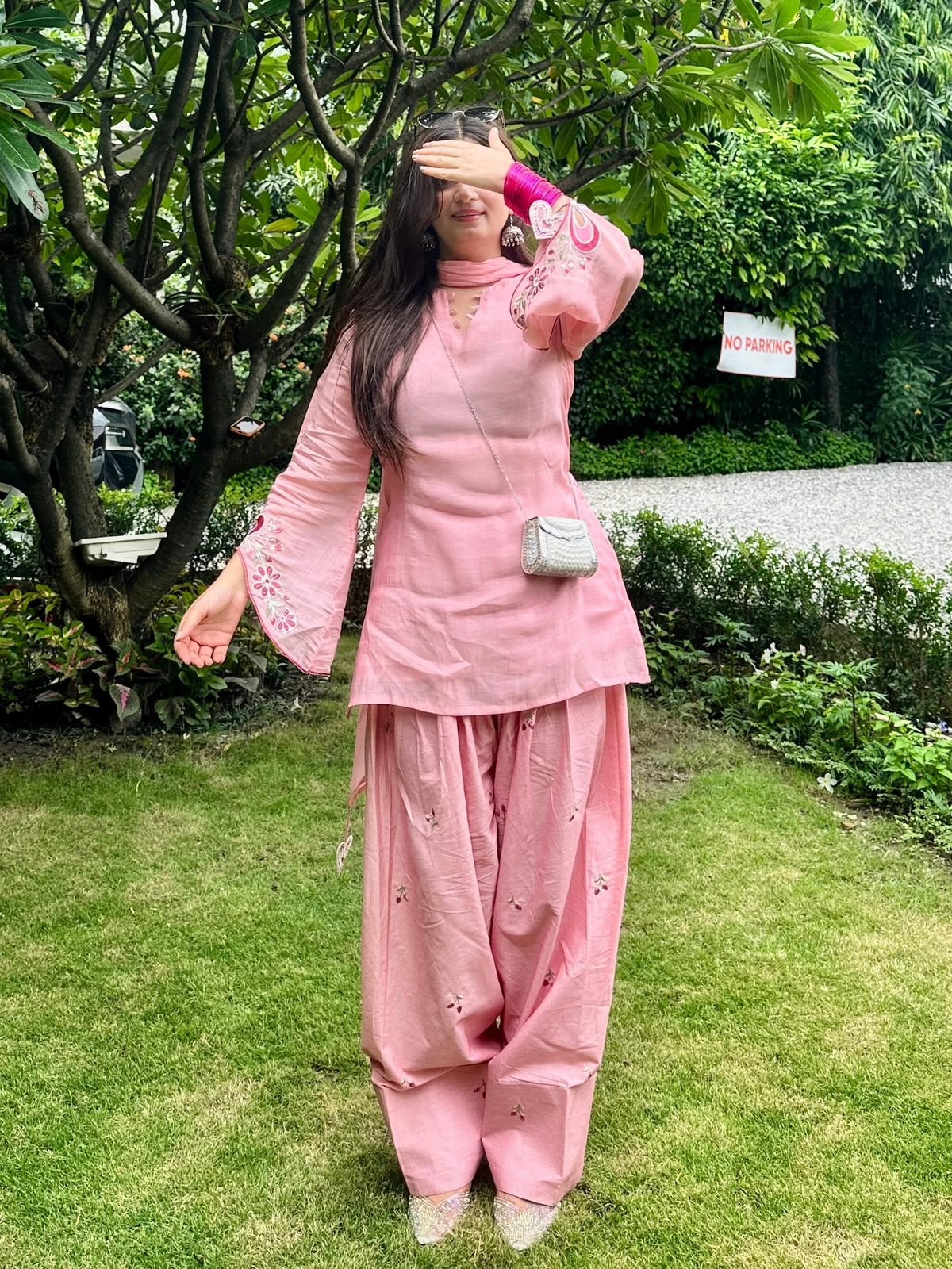 ✨ Pink Suit set with Heart Motif & Tassel Sleeves ✨